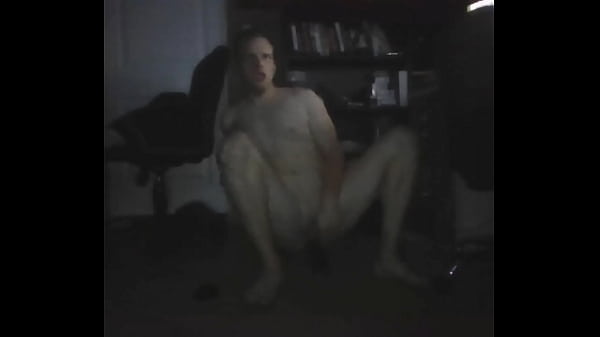 Hot Naked Guy Riding Dildo in Dark Office